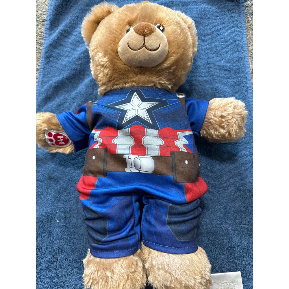 Captain America Build A Bear 16" Marvel Avengers Stuffed‎ Plush Bear.